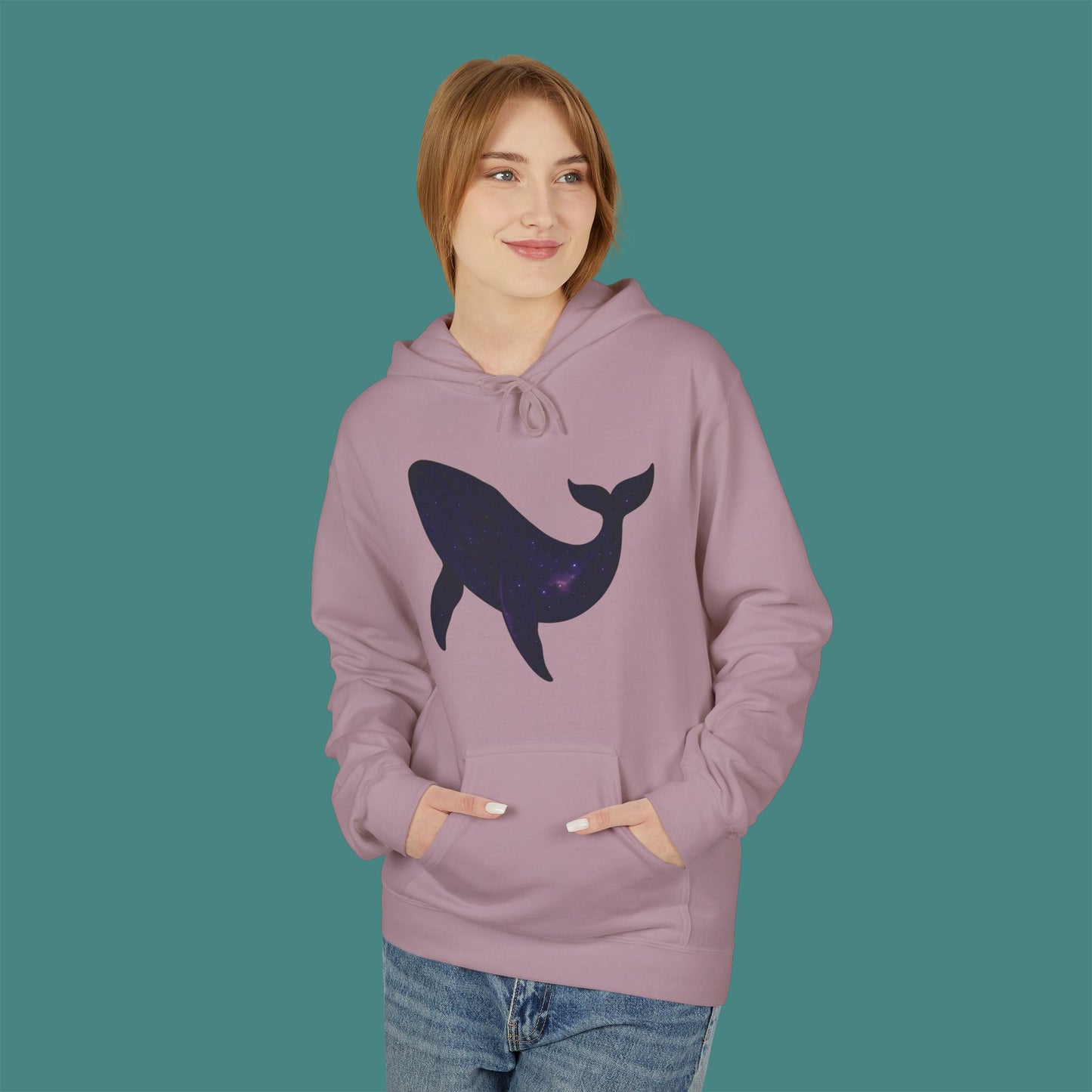 Cosmic Galaxy Whale Fleece Unisex Hoodie