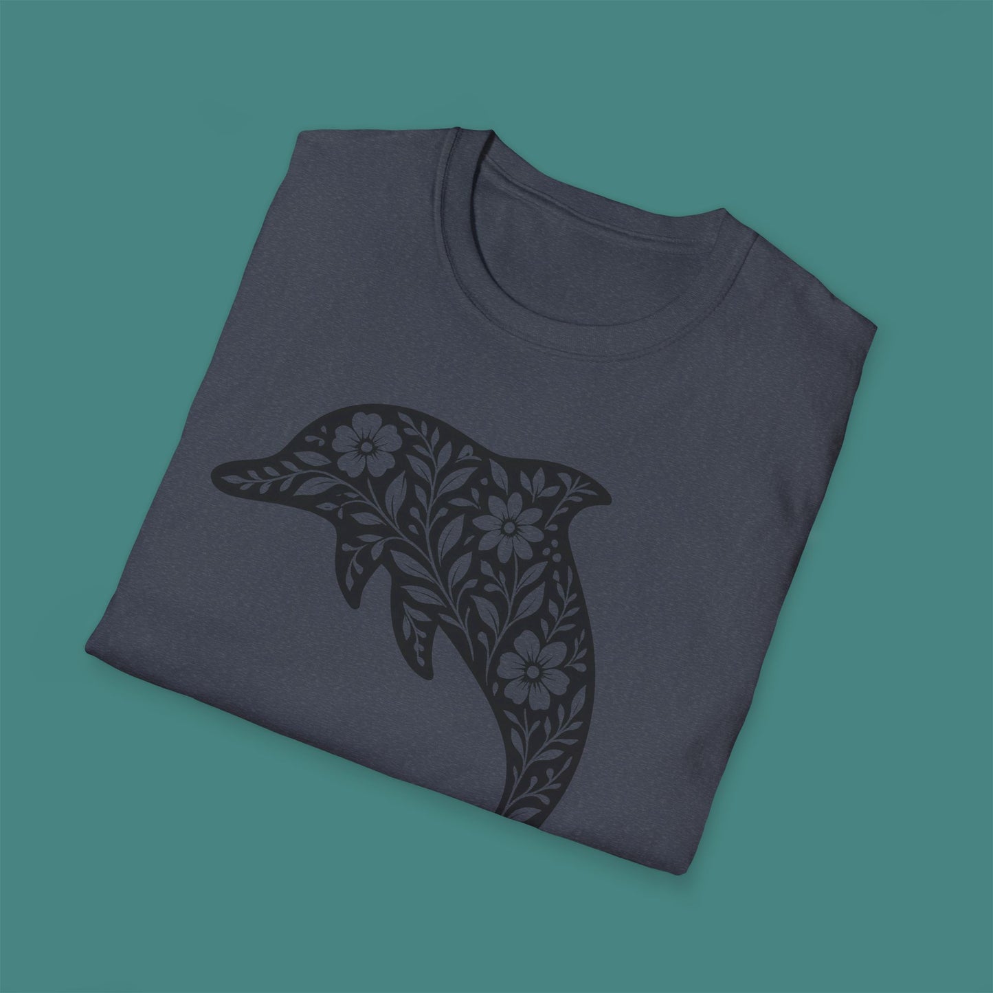 Floral Dolphin Silhouette Unisex T-Shirt