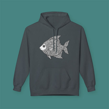 Intricate Mandala Fish Fleece Unisex Hoodie