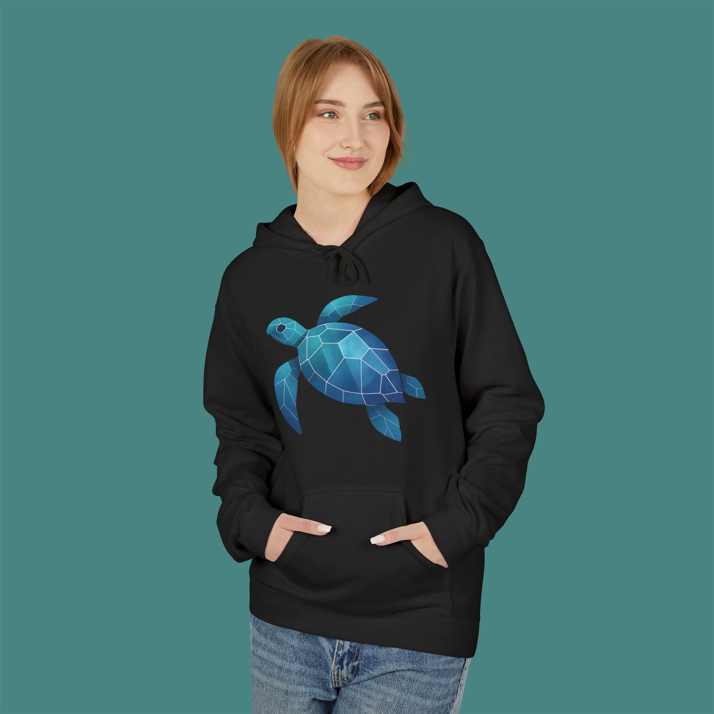 Geometric Polygon Turtle Fleece Unisex Hoodie