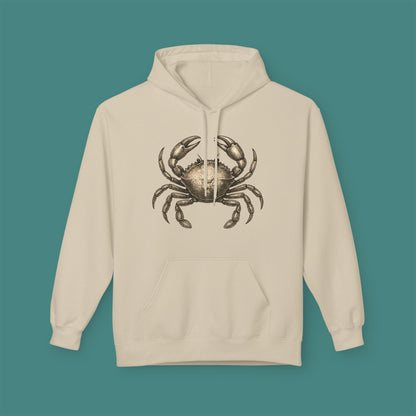 Vintage Etching Crab Fleece Unisex Hoodie