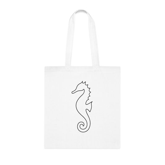 Minimalist Line Art Seahorse Tote Bag