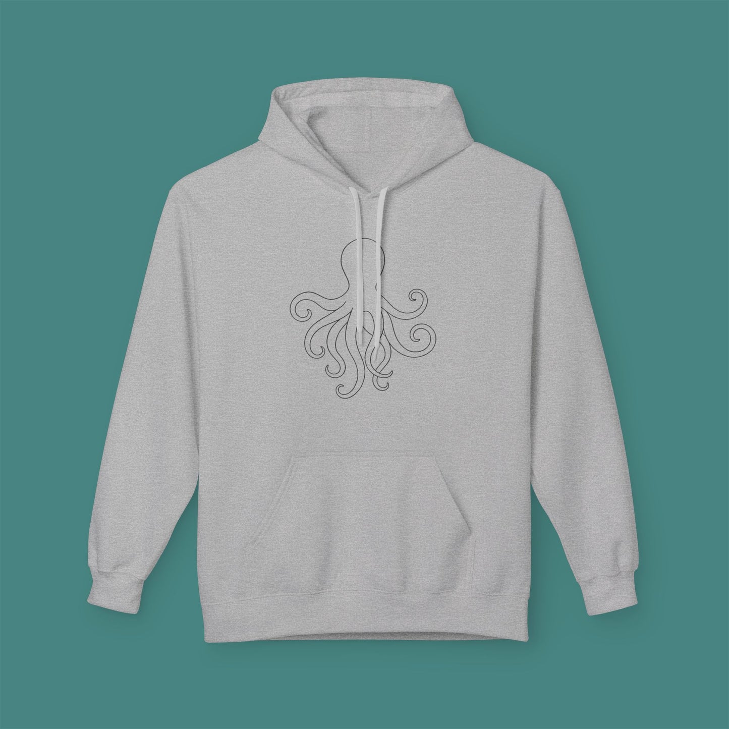 Minimalist Line Art Octopus Fleece Unisex Hoodie