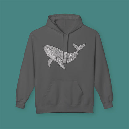 Intricate Mandala Whale Fleece Unisex Hoodie