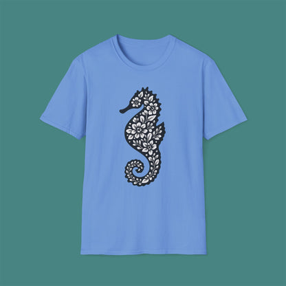 Floral Seahorse Silhouette Unisex T-Shirt
