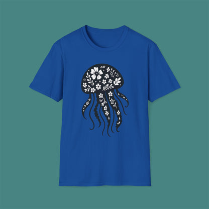 Floral Jellyfish Silhouette Unisex T-Shirt