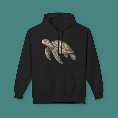 Vintage Etching Turtle Fleece Unisex Hoodie