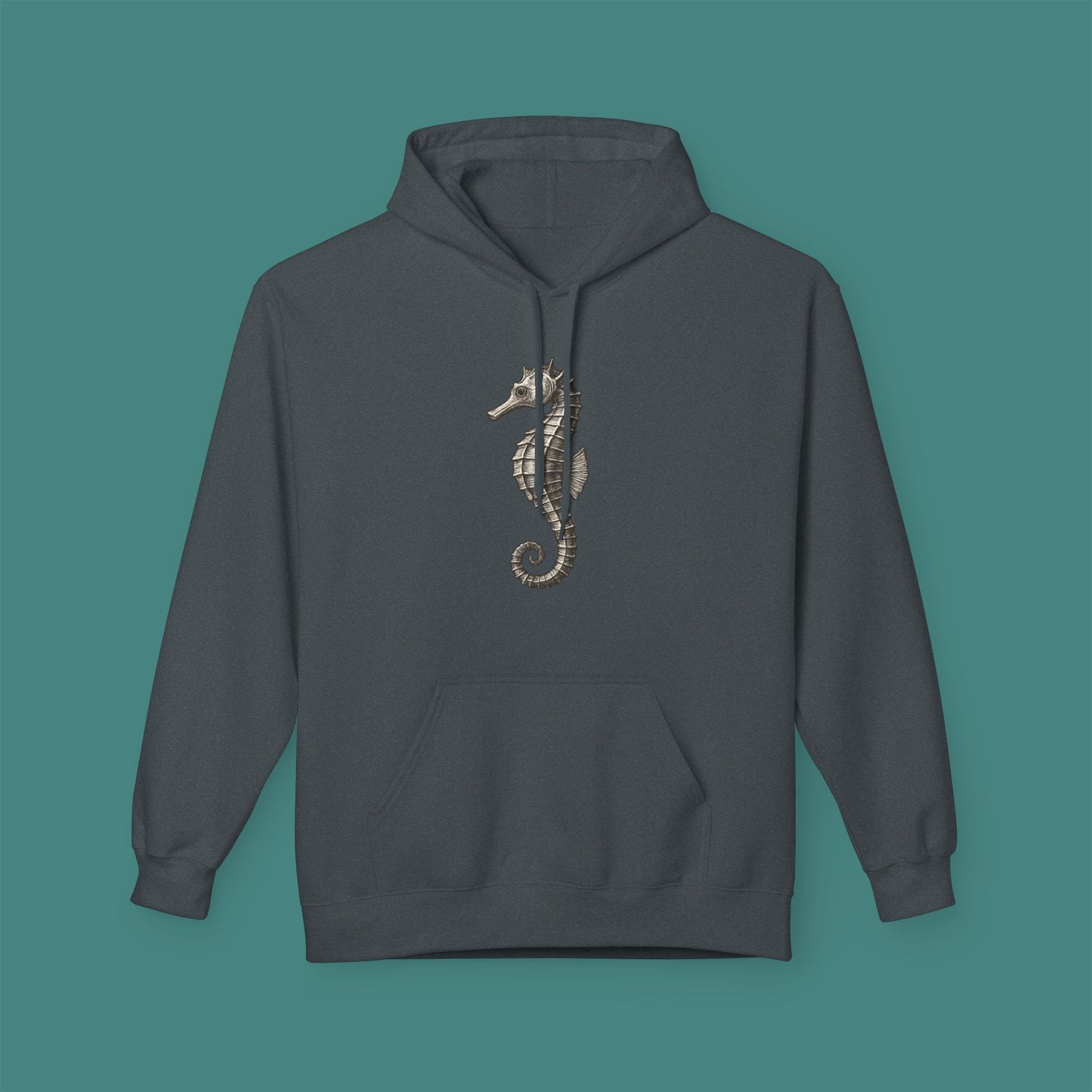 Vintage Etching Seahorse Fleece Unisex Hoodie