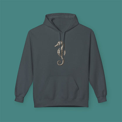 Vintage Etching Seahorse Fleece Unisex Hoodie