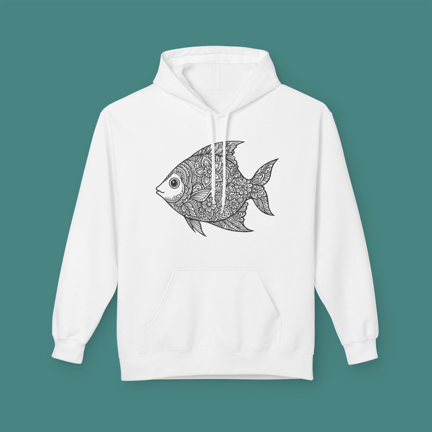 Intricate Mandala Fish Fleece Unisex Hoodie