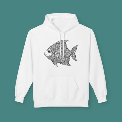 Intricate Mandala Fish Fleece Unisex Hoodie