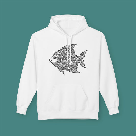 Intricate Mandala Fish Fleece Unisex Hoodie