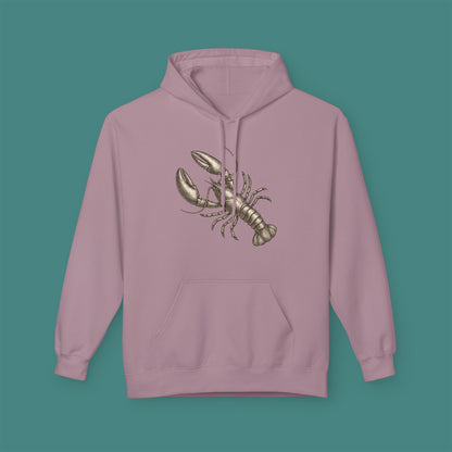 Vintage Etching Lobster Fleece Unisex Hoodie