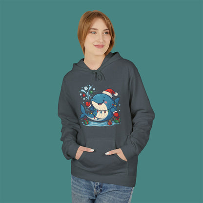 Christmas Whale Fleece Unisex Hoodie