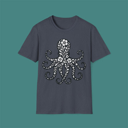 Floral Octopus Silhouette Unisex T-Shirt