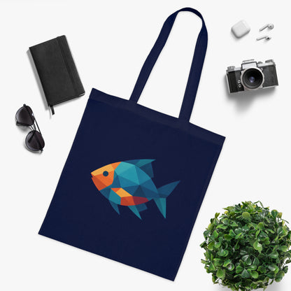 Geometric Polygon Fish Tote Bag