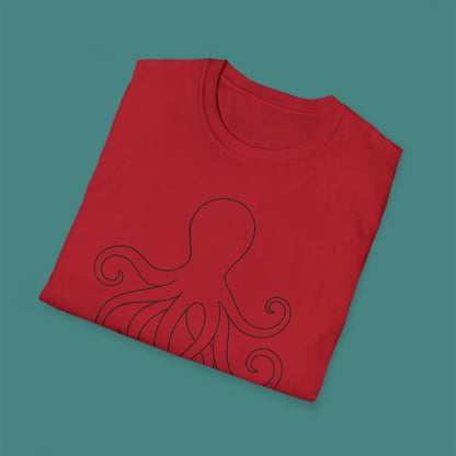 Minimalist Line Art Octopus Unisex T-Shirt