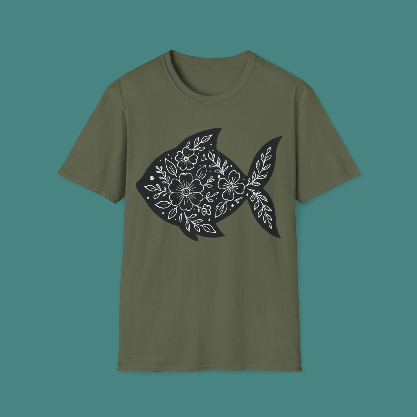 Floral Fish Silhouette Unisex T-Shirt