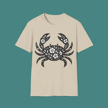 Floral Crab Silhouette Unisex T-Shirt