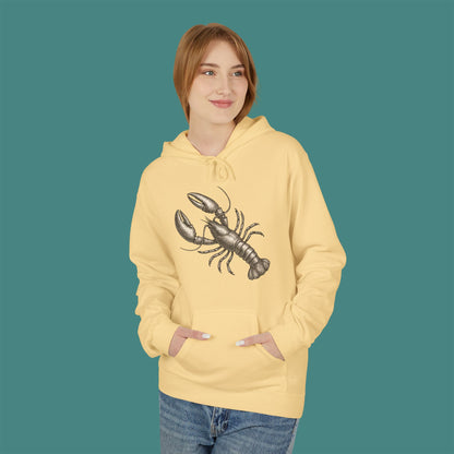 Vintage Etching Lobster Fleece Unisex Hoodie