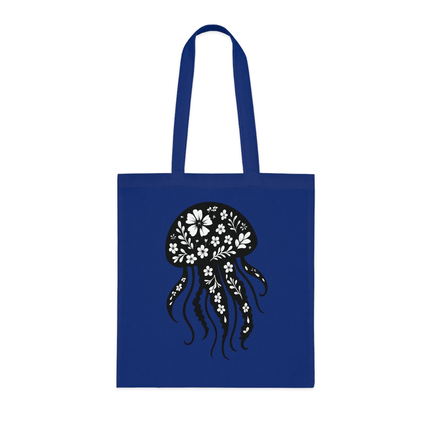 Floral Jellyfish Silhouette Tote Bag