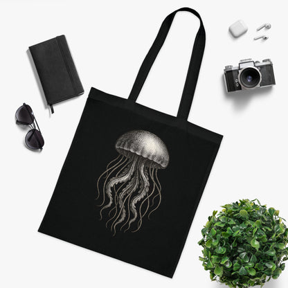 Vintage Etching Jellyfish Tote Bag