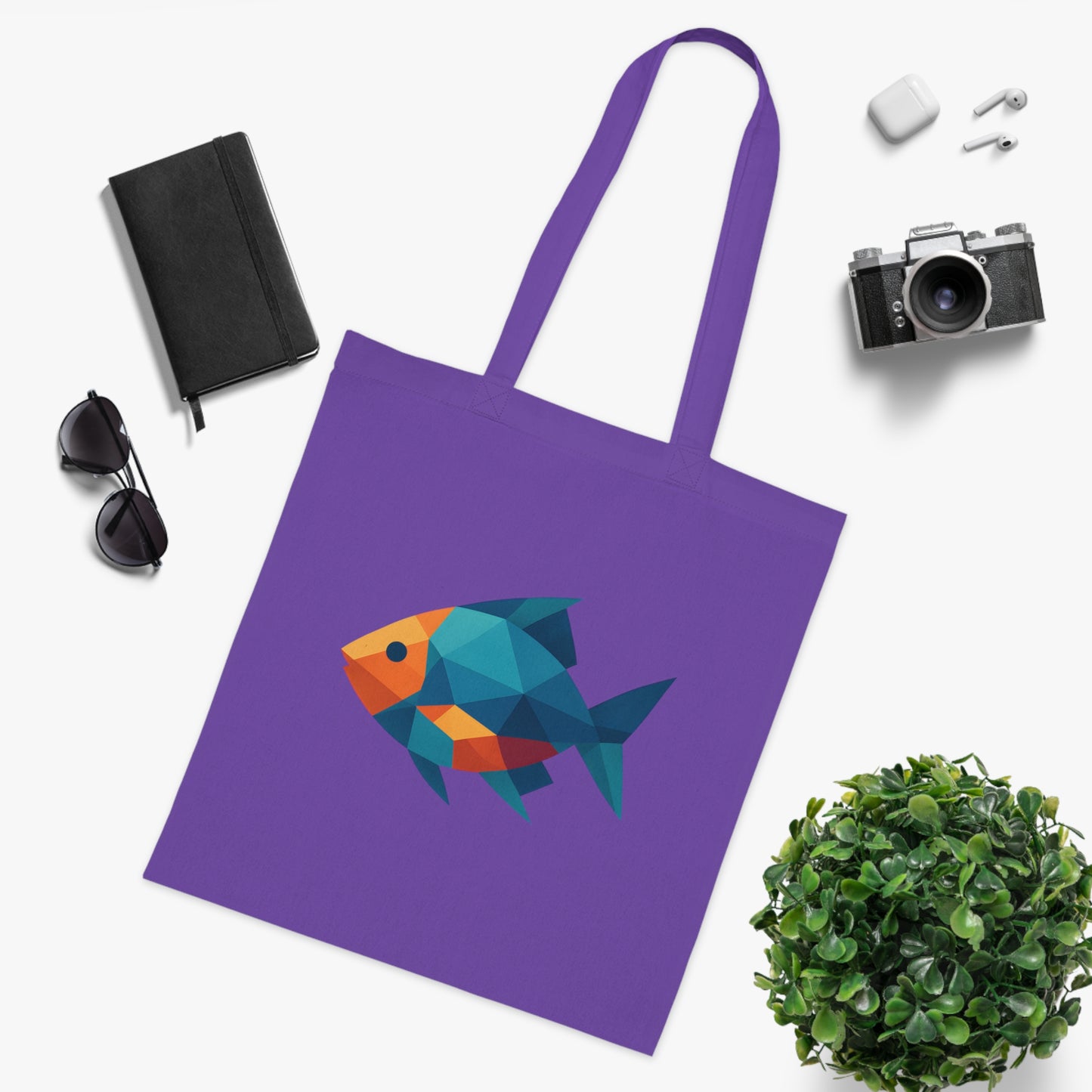 Geometric Polygon Fish Tote Bag