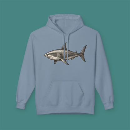 Vintage Etching Shark Fleece Unisex Hoodie