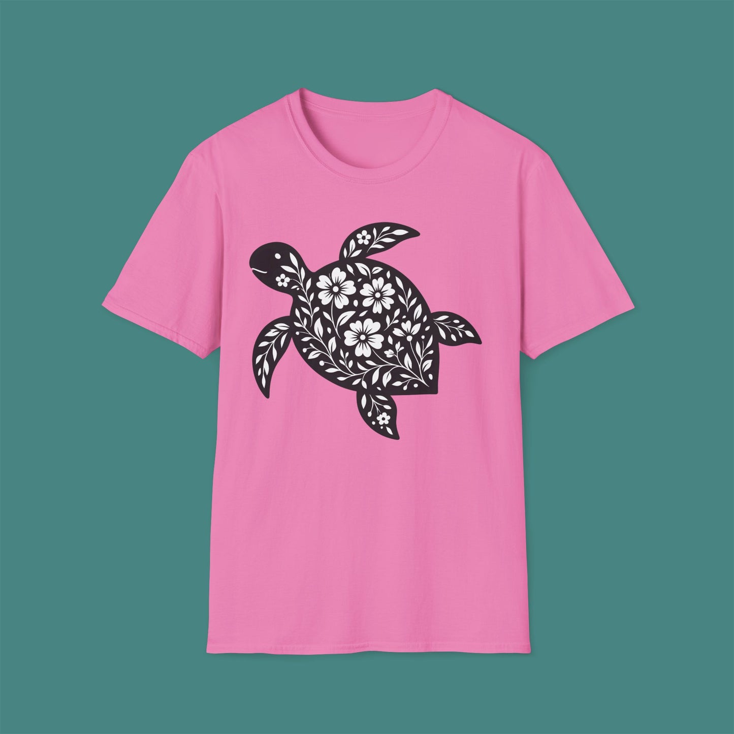 Floral Turtle Silhouette Unisex T-Shirt