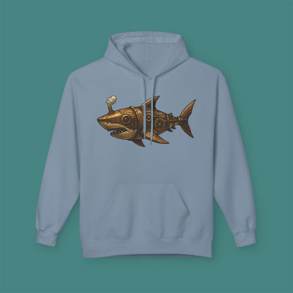 Steampunk Mechanical Shark Fleece Unisex Hoodie