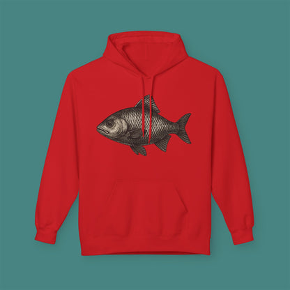 Vintage Etching Fish Fleece Unisex Hoodie