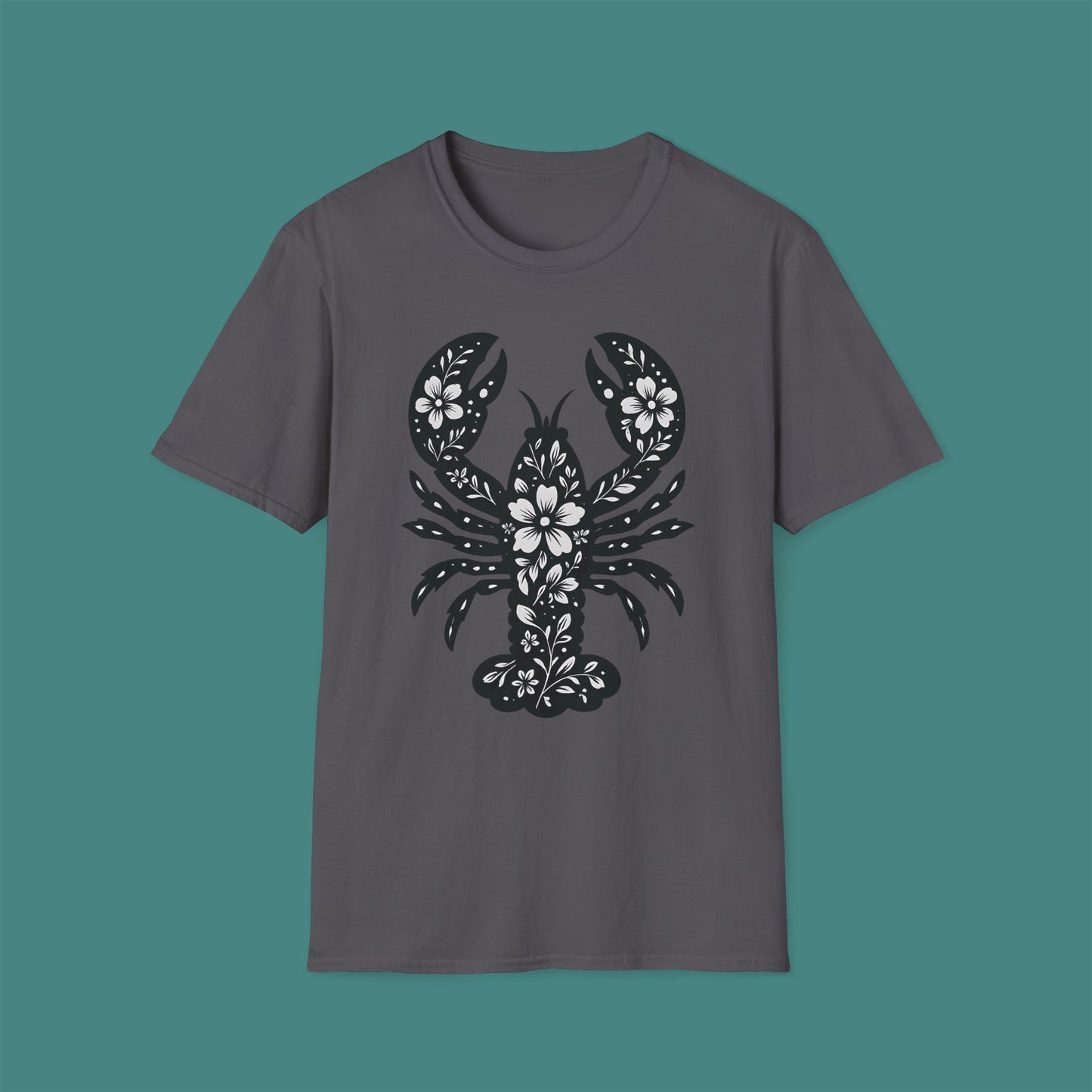 Floral Lobster Silhouette Unisex T-Shirt