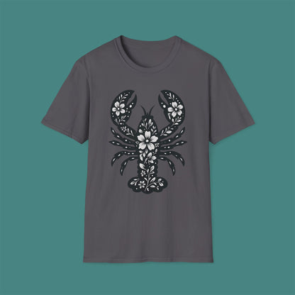 Floral Lobster Silhouette Unisex T-Shirt