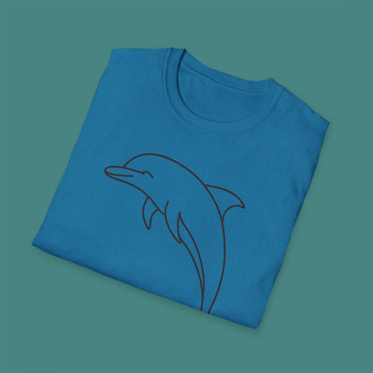 Minimalist Line Art Dolphin Unisex T-Shirt