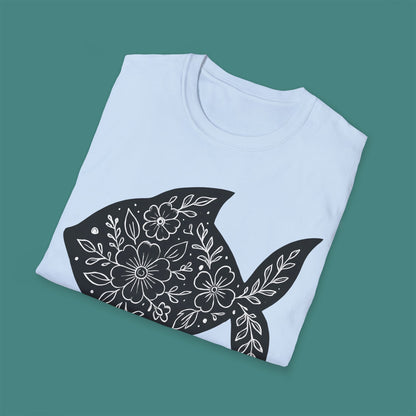 Floral Fish Silhouette Unisex T-Shirt