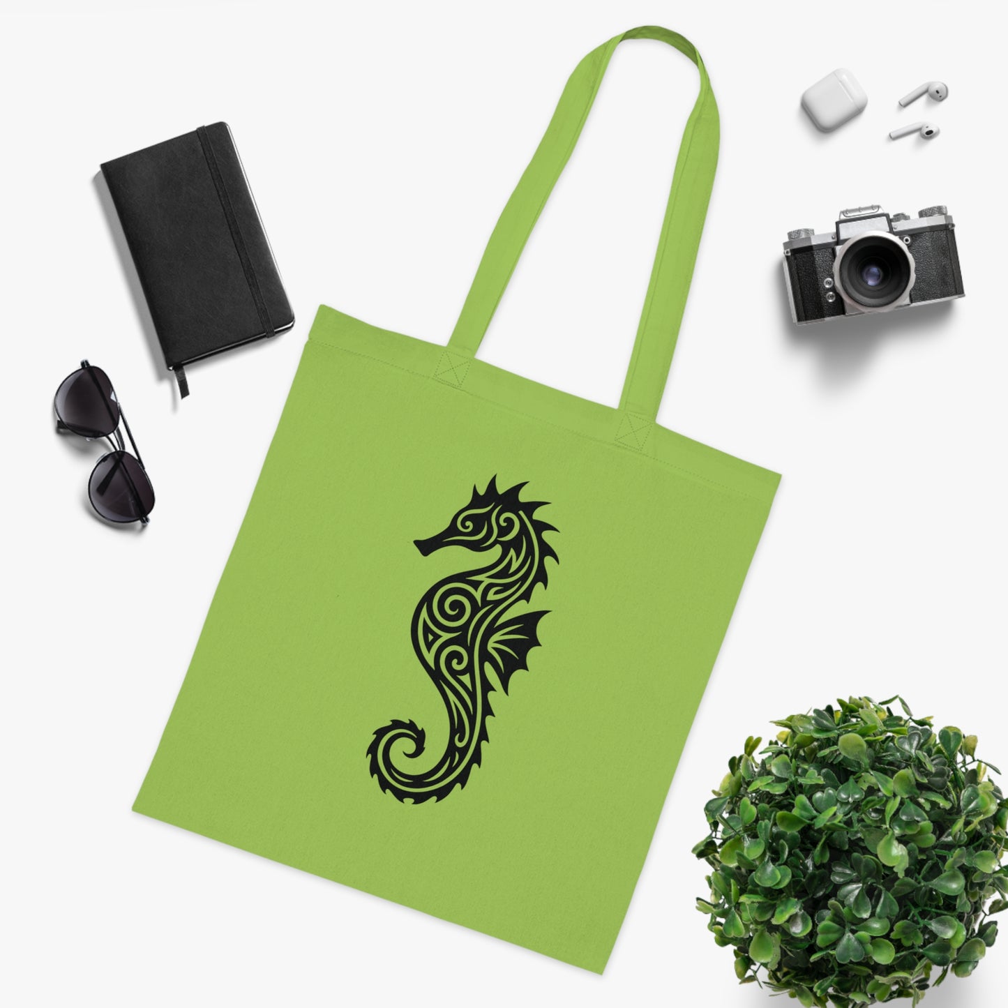 Tribal Tattoo Seahorse Tote Bag