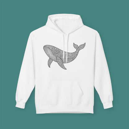 Intricate Mandala Whale Fleece Unisex Hoodie