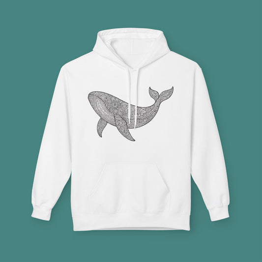Intricate Mandala Whale Fleece Unisex Hoodie
