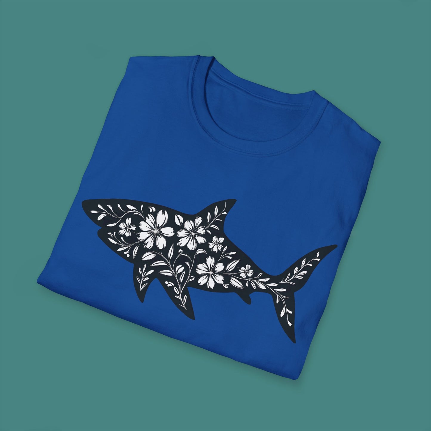 Floral Shark Silhouette Unisex T-Shirt