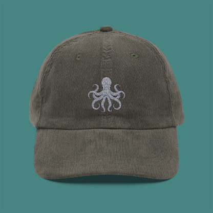 Intricate Mandala Octopus Corduroy Embroidered Cap