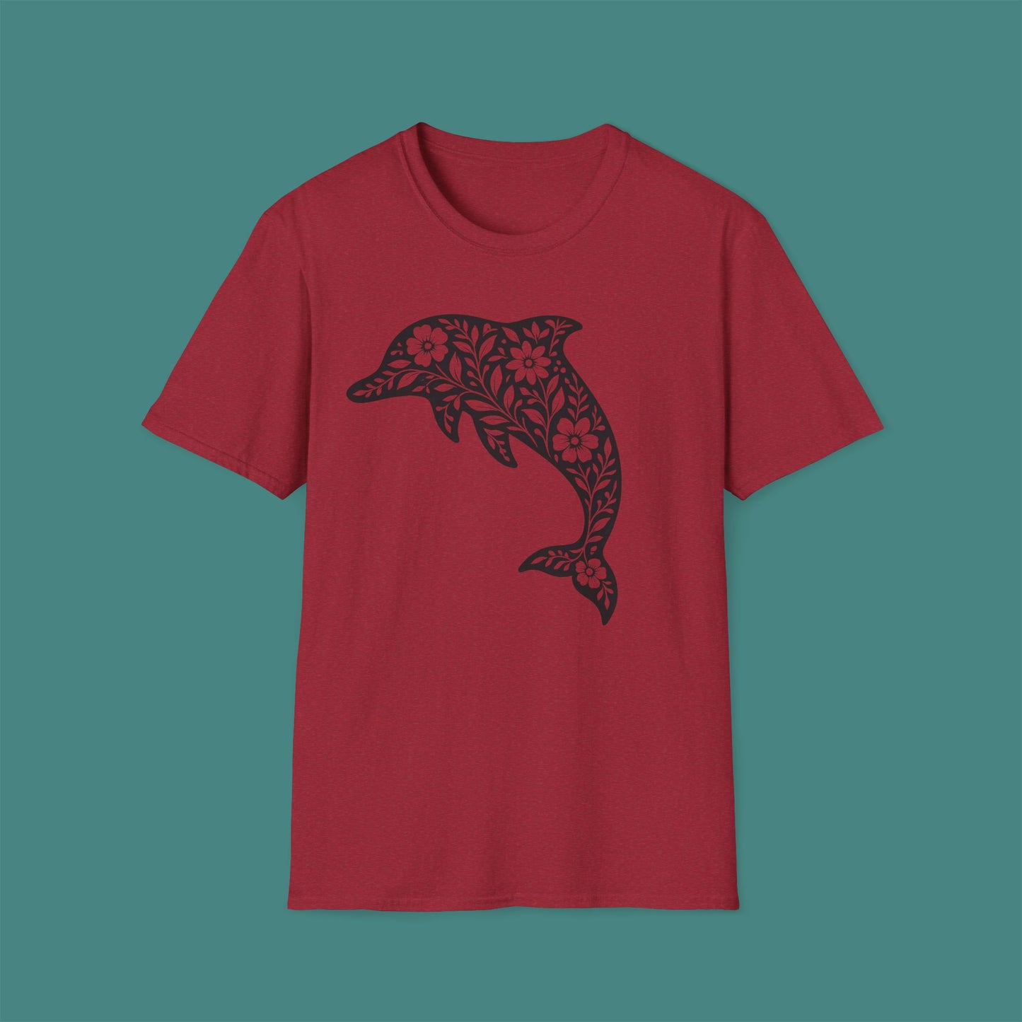 Floral Dolphin Silhouette Unisex T-Shirt