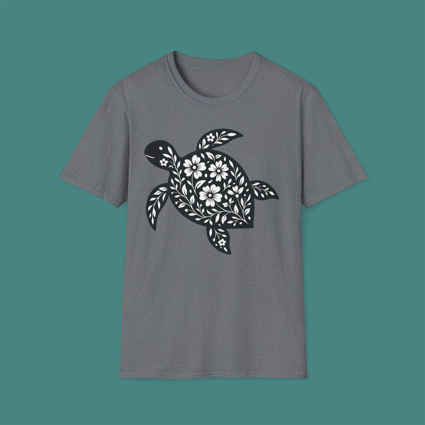 Floral Turtle Silhouette Unisex T-Shirt