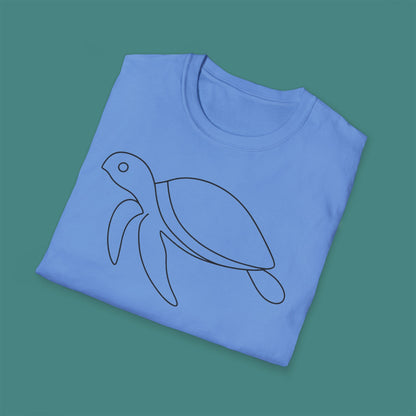 Minimalist Line Art Turtle Unisex T-Shirt