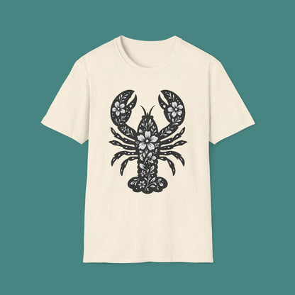 Floral Lobster Silhouette Unisex T-Shirt