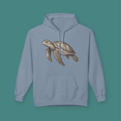 Vintage Etching Turtle Fleece Unisex Hoodie
