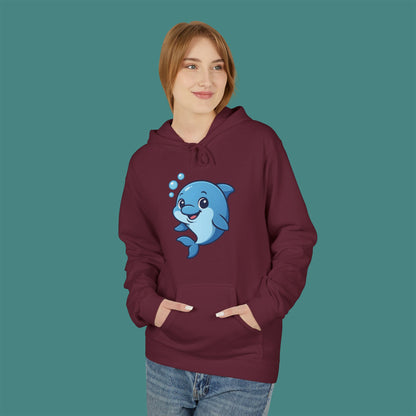 Cartoon Cute Dolphin Fleece Unisex Hoodie