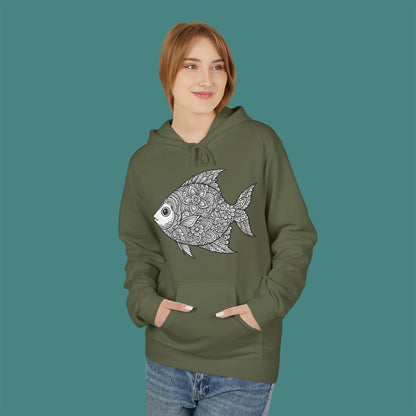 Intricate Mandala Fish Fleece Unisex Hoodie