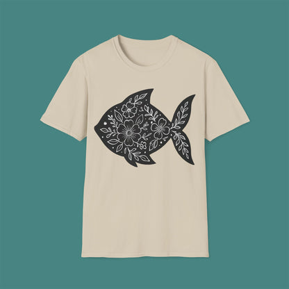 Floral Fish Silhouette Unisex T-Shirt