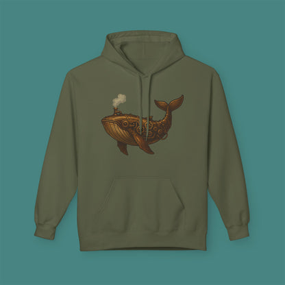 Steampunk Mechanical Whale Fleece Unisex Hoodie