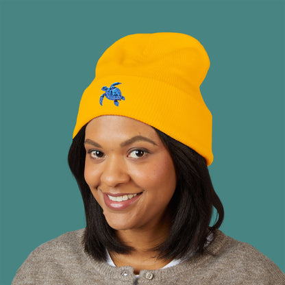 Geometric Polygon Turtle Embroidered Beanie